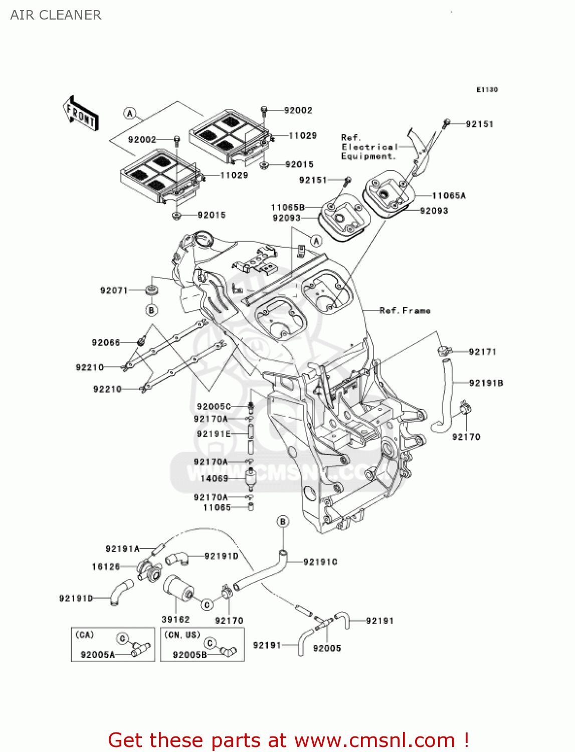 AIR CLEANER ZX1200A1 ZX12R 2000 USA CALIFORNIA CANADA