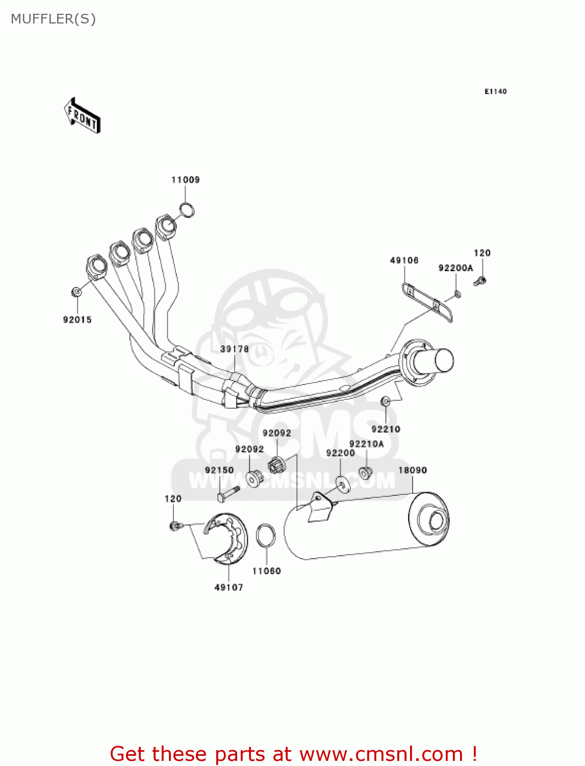 MUFFLER(S) ZX1200A1 ZX12R 2000 USA CALIFORNIA CANADA