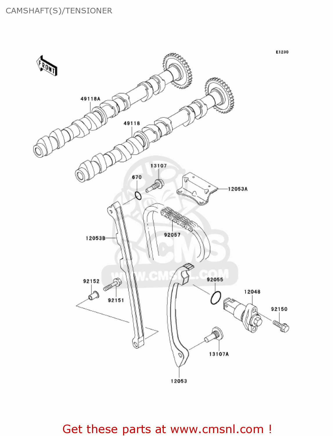 CAMSHAFT(S)/TENSIONER ZX1200A1 ZX12R 2000 USA CALIFORNIA CANADA