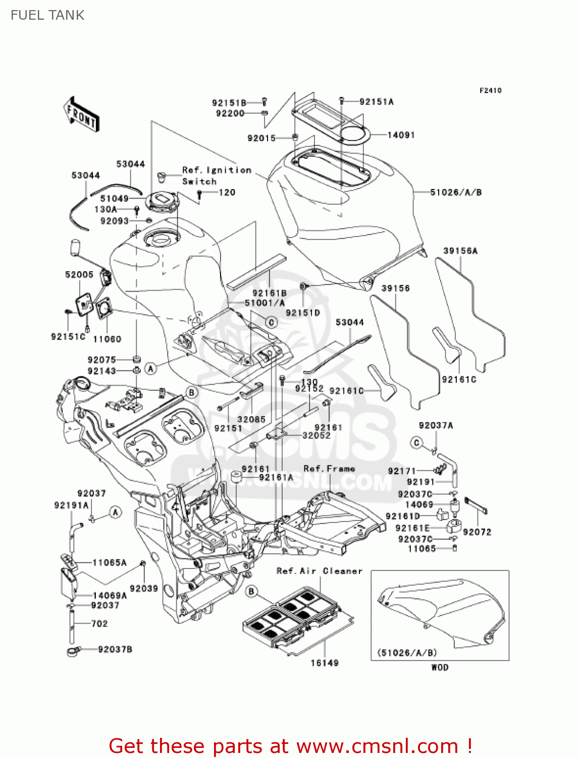FUEL TANK ZX1200A1 ZX12R 2000 USA CALIFORNIA CANADA