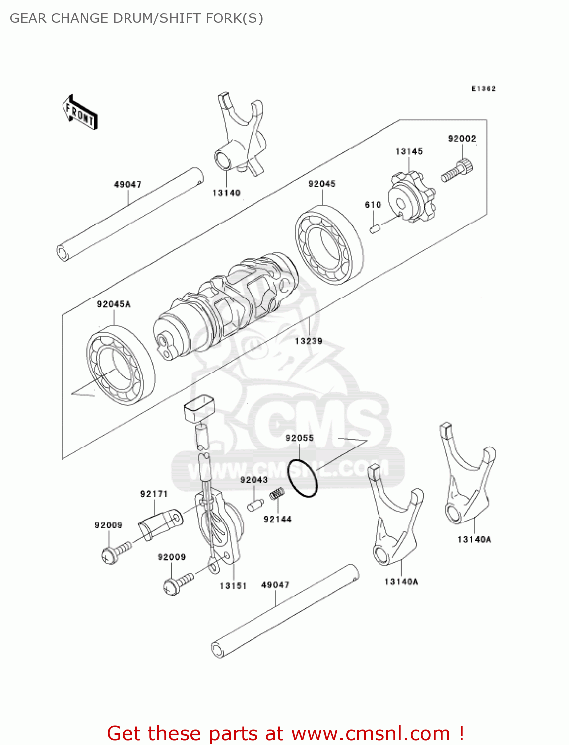 GEAR CHANGE DRUM/SHIFT FORK(S) ZX1200A1 ZX12R 2000 USA CALIFORNIA CANADA