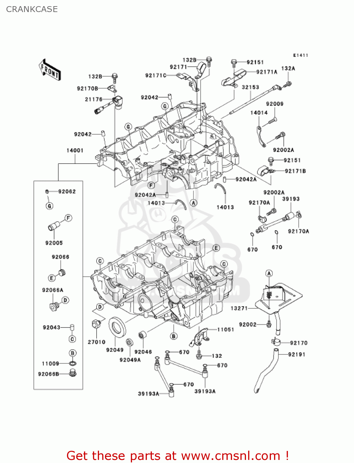 CRANKCASE ZX1200A1 ZX12R 2000 USA CALIFORNIA CANADA