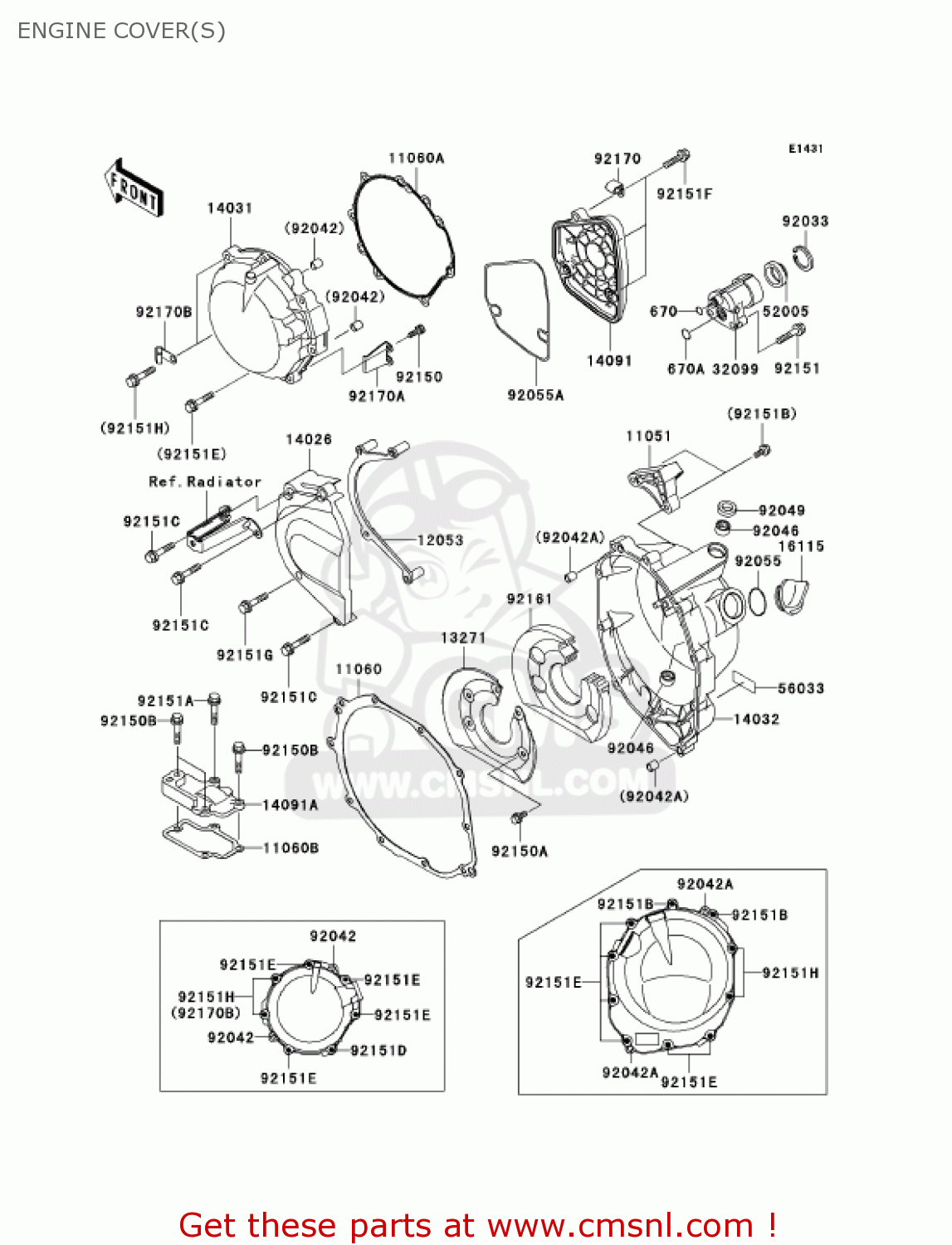 ENGINE COVER(S) ZX1200A1 ZX12R 2000 USA CALIFORNIA CANADA