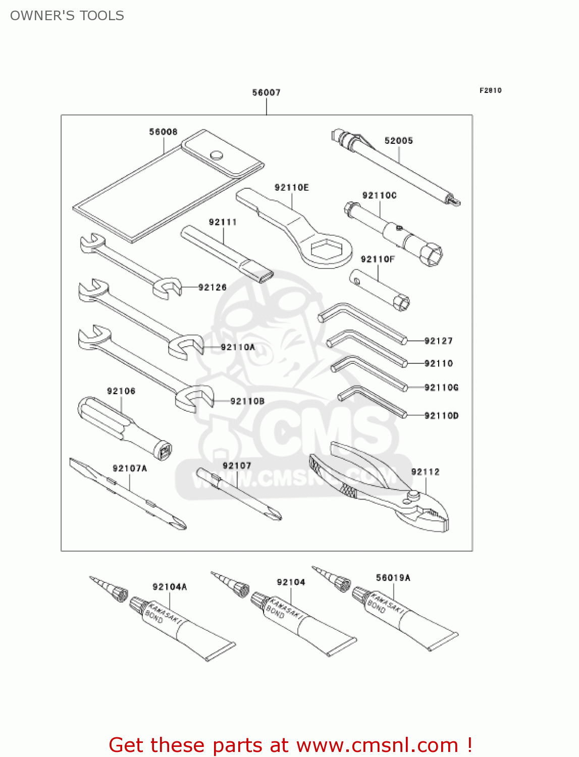 OWNER'S TOOLS ZX1200A1 ZX12R 2000 USA CALIFORNIA CANADA