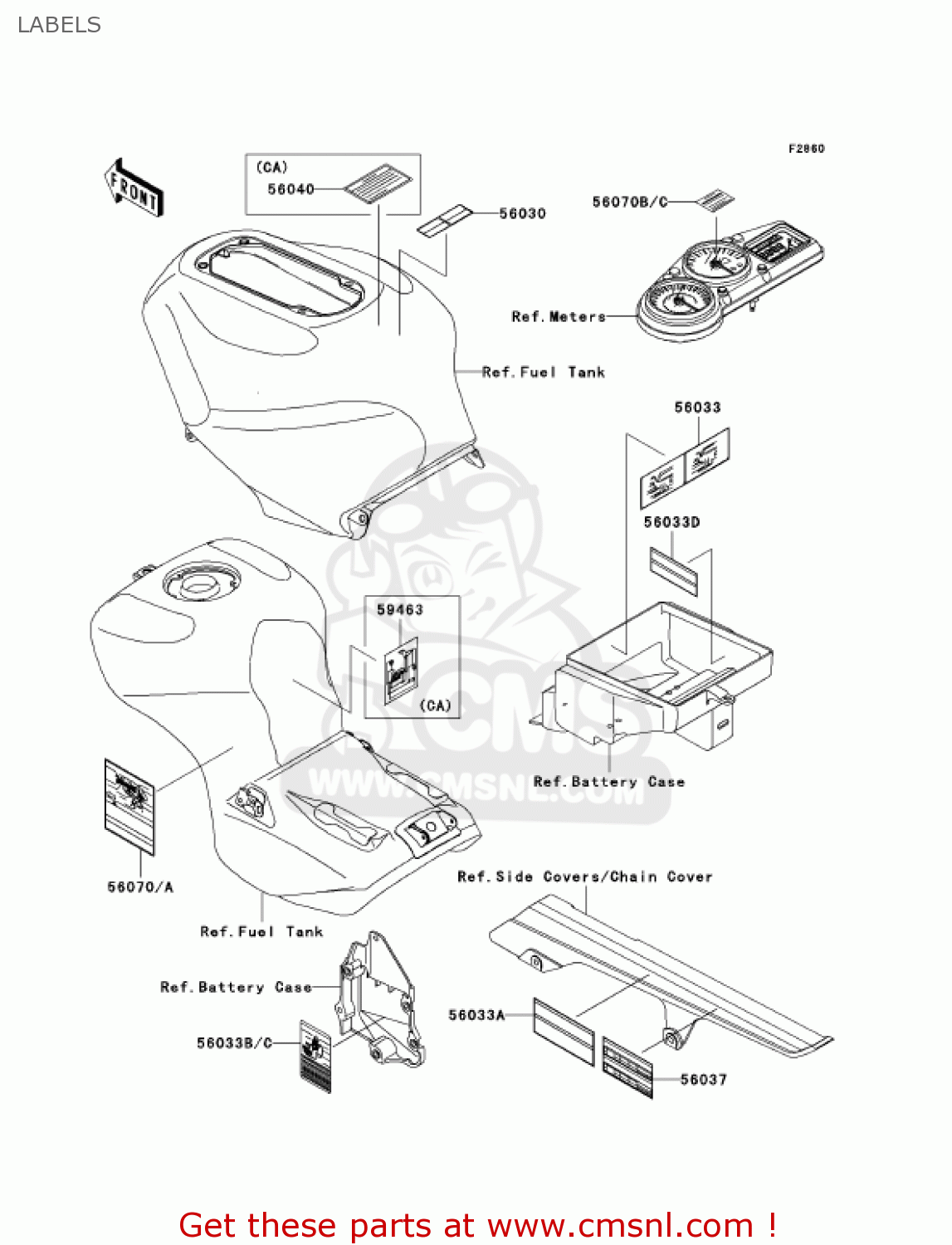 LABELS ZX1200A1 ZX12R 2000 USA CALIFORNIA CANADA