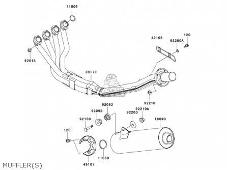 MUFFLER(S) - ZX1200A1 ZX12R 2000 USA CALIFORNIA CANADA