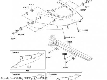 SIDE COVERS/CHAIN COVER - ZX1200A1 ZX12R 2000 USA CALIFORNIA CANADA
