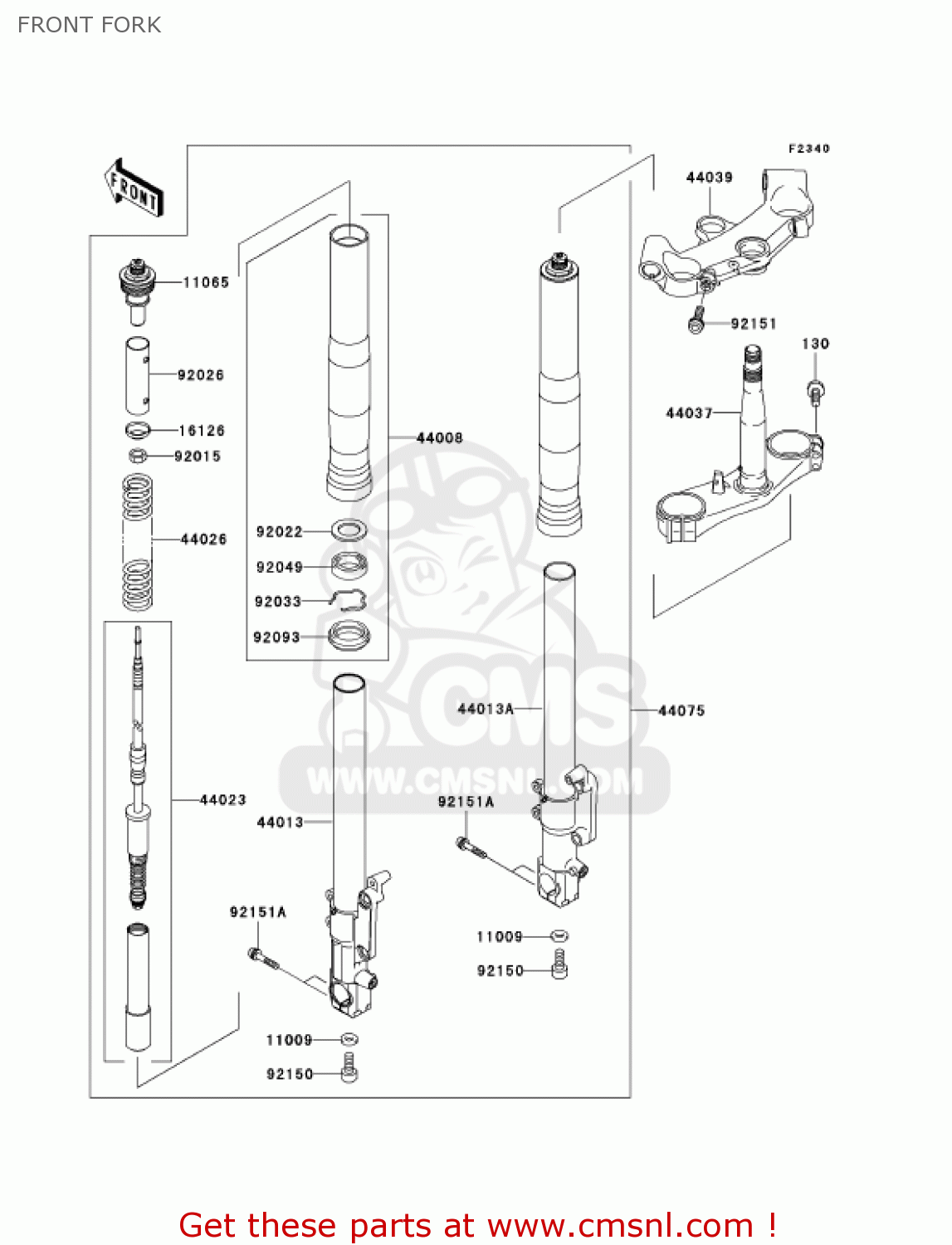 FRONT FORK ZX1200A2 ZX12R 2001 USA CALIFORNIA CANADA