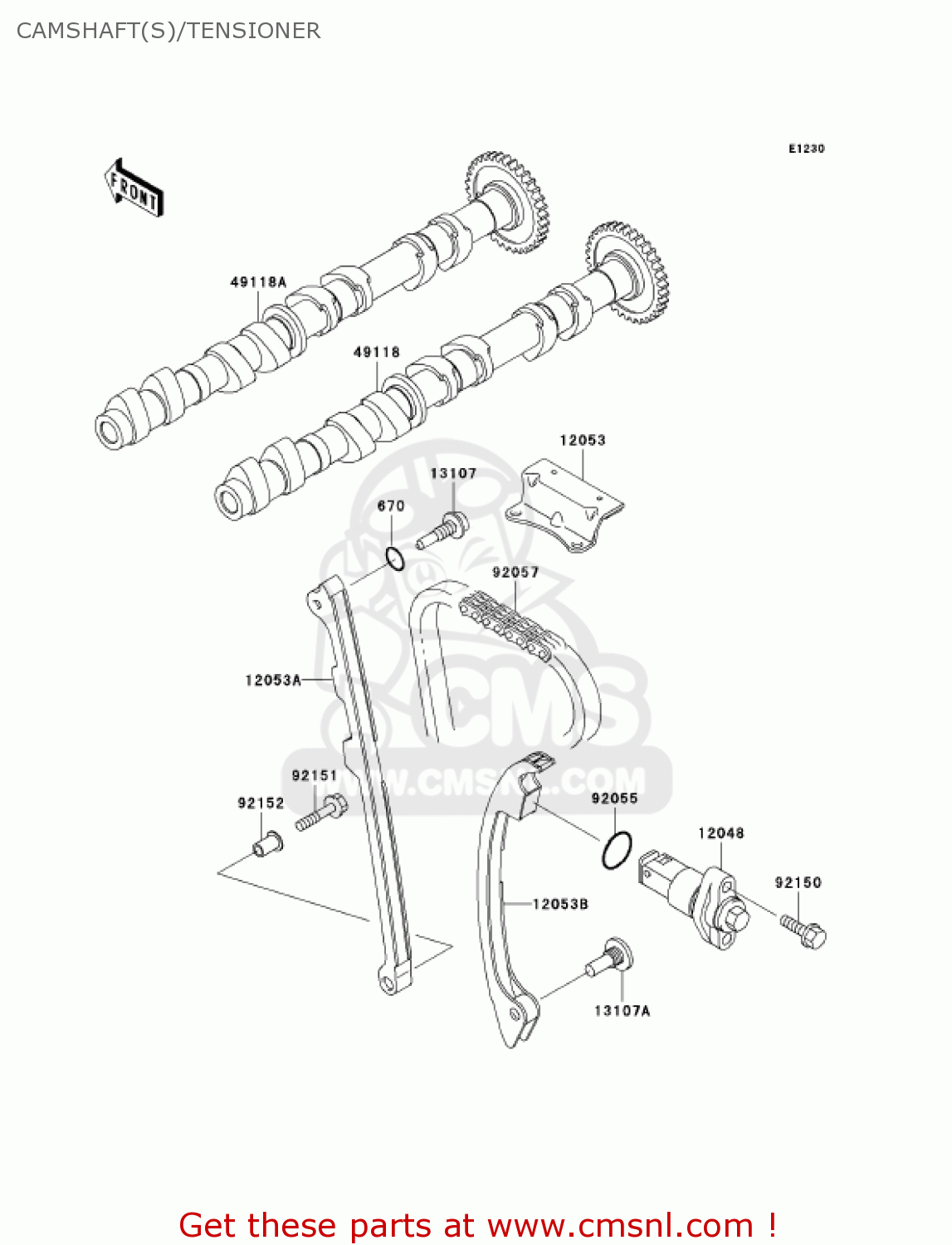 CAMSHAFT(S)/TENSIONER ZX1200A2 ZX12R 2001 USA CALIFORNIA CANADA