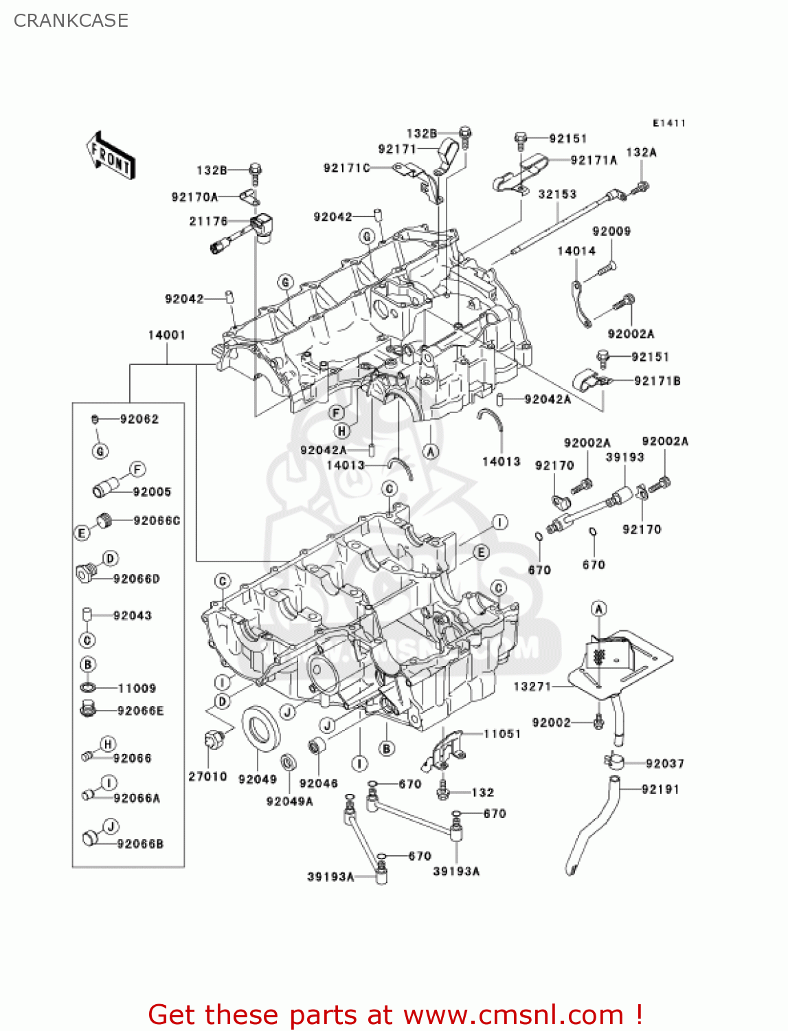 CRANKCASE ZX1200A2 ZX12R 2001 USA CALIFORNIA CANADA
