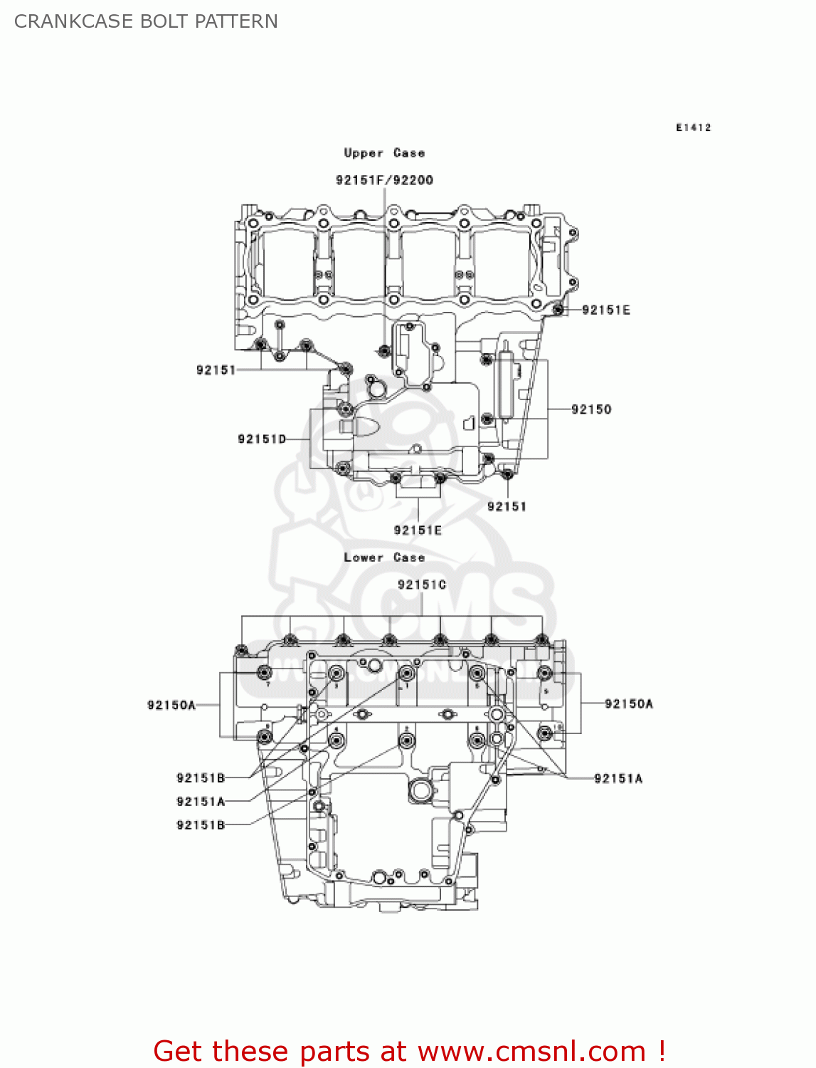 CRANKCASE BOLT PATTERN ZX1200A2 ZX12R 2001 USA CALIFORNIA CANADA
