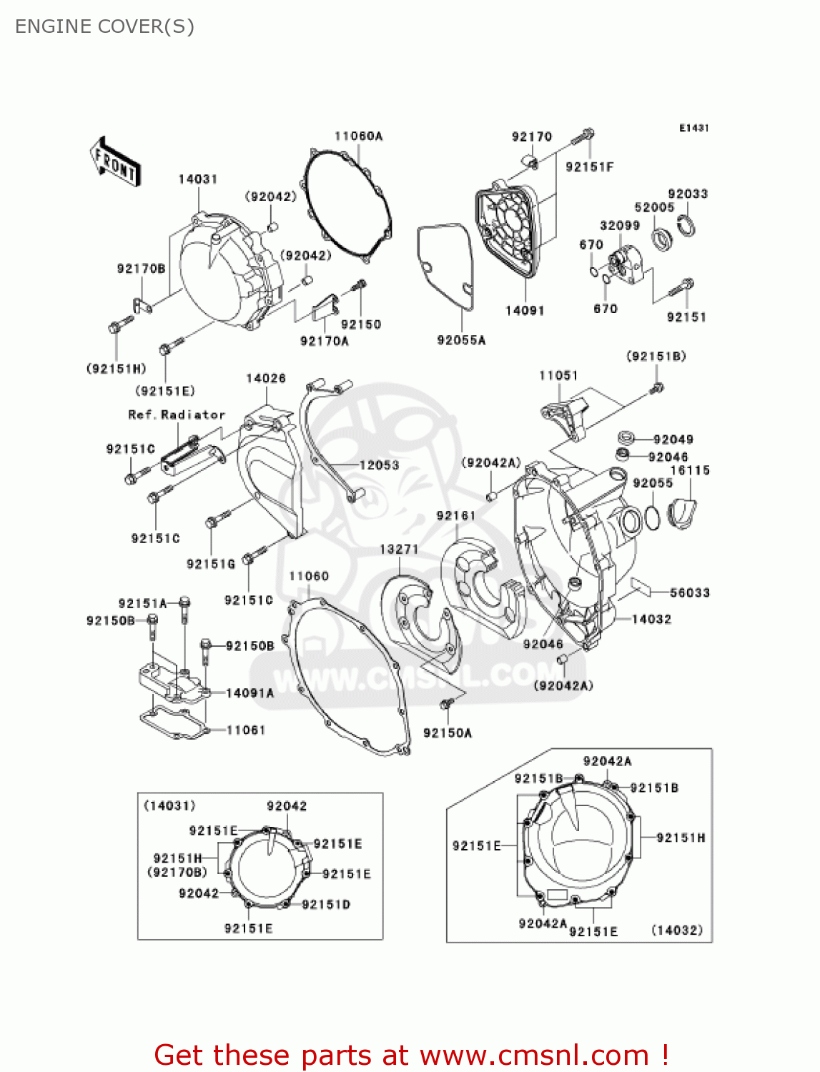 ENGINE COVER(S) ZX1200A2 ZX12R 2001 USA CALIFORNIA CANADA