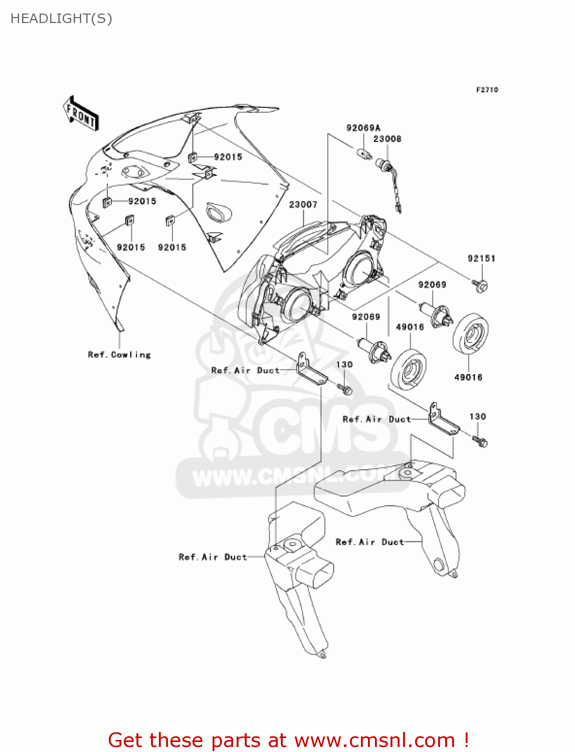 HEADLIGHT(S) ZX1200A2 ZX12R 2001 USA CALIFORNIA CANADA
