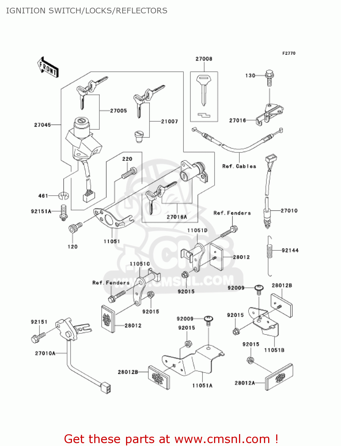 IGNITION SWITCH/LOCKS/REFLECTORS ZX1200A2 ZX12R 2001 USA CALIFORNIA CANADA
