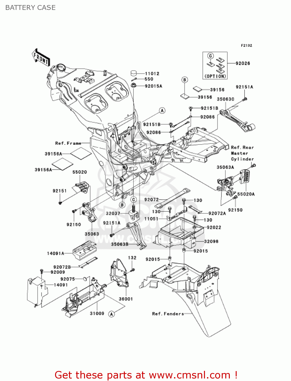 BATTERY CASE ZX1200A2 ZX12R 2001 USA CALIFORNIA CANADA