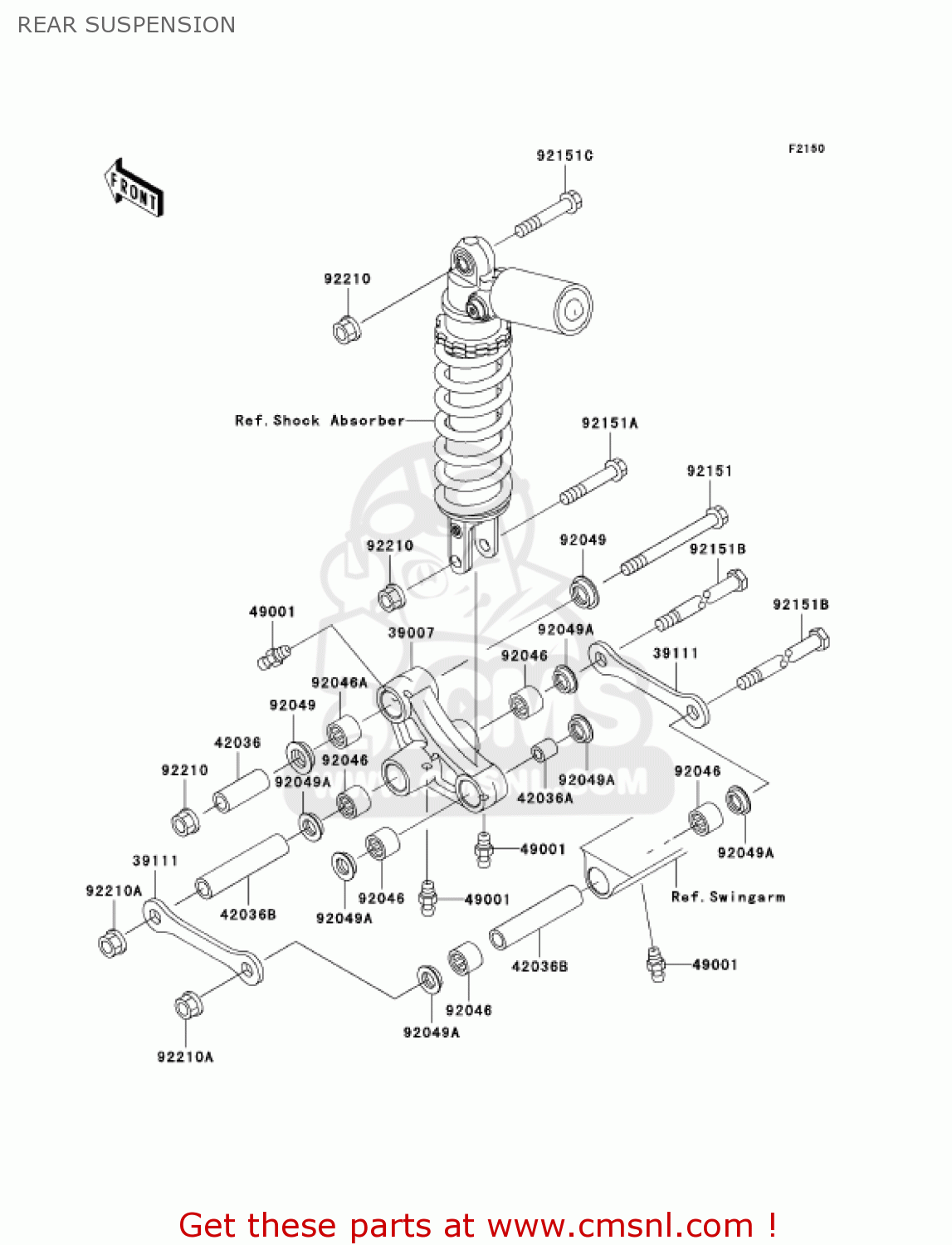 REAR SUSPENSION ZX1200A2 ZX12R 2001 USA CALIFORNIA CANADA