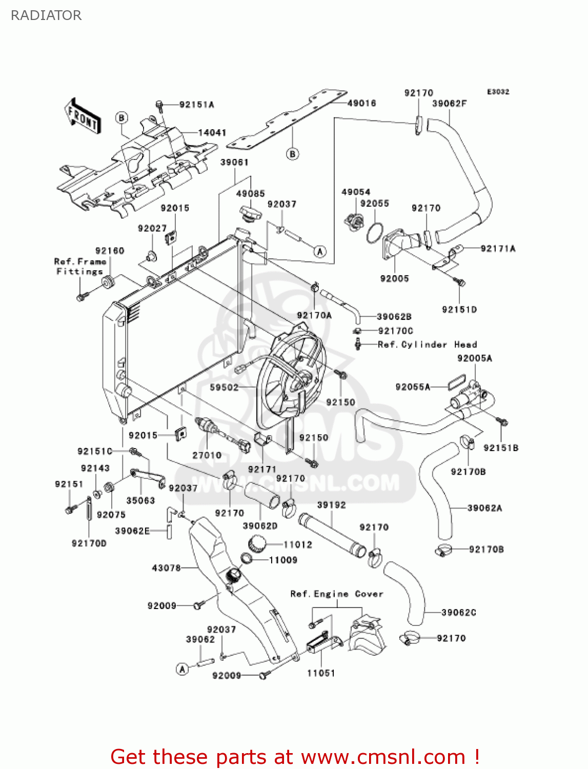 RADIATOR ZX1200A2 ZX12R 2001 USA CALIFORNIA CANADA