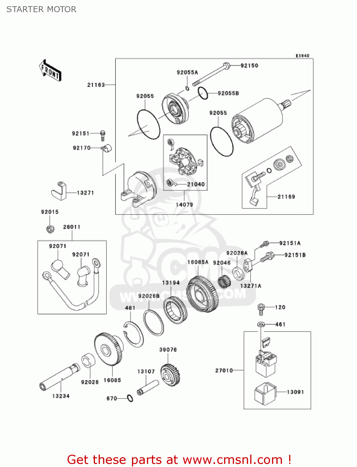STARTER MOTOR ZX1200A2 ZX12R 2001 USA CALIFORNIA CANADA