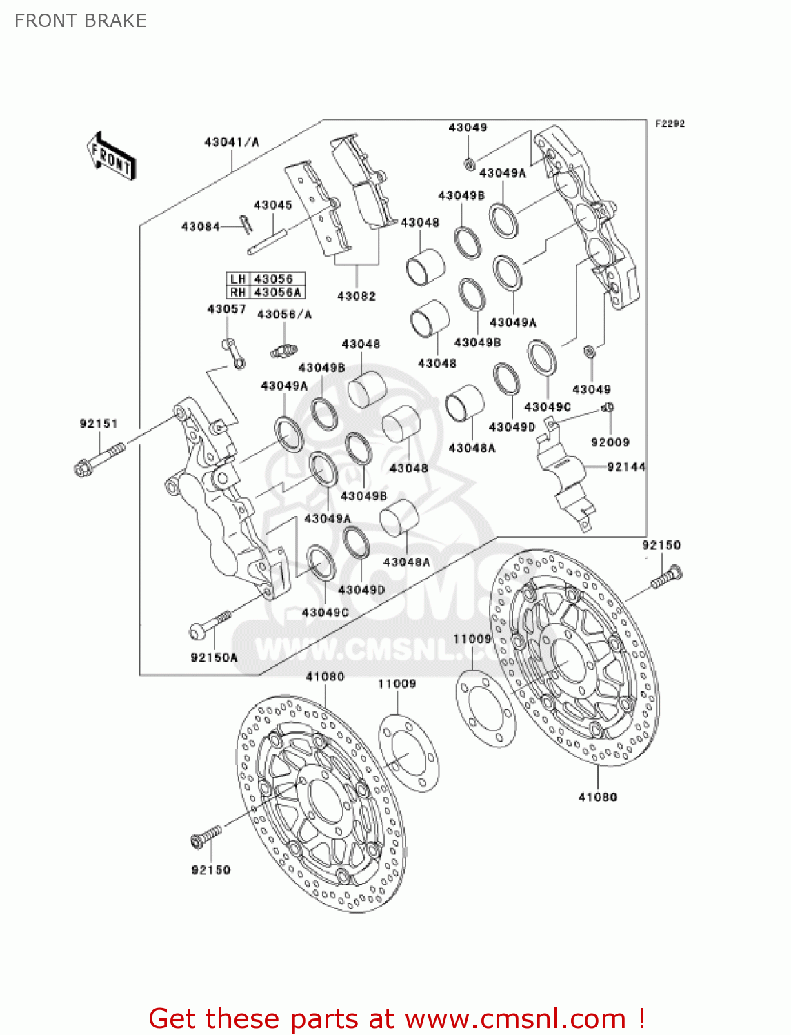 FRONT BRAKE ZX1200A2 ZX12R 2001 USA CALIFORNIA CANADA