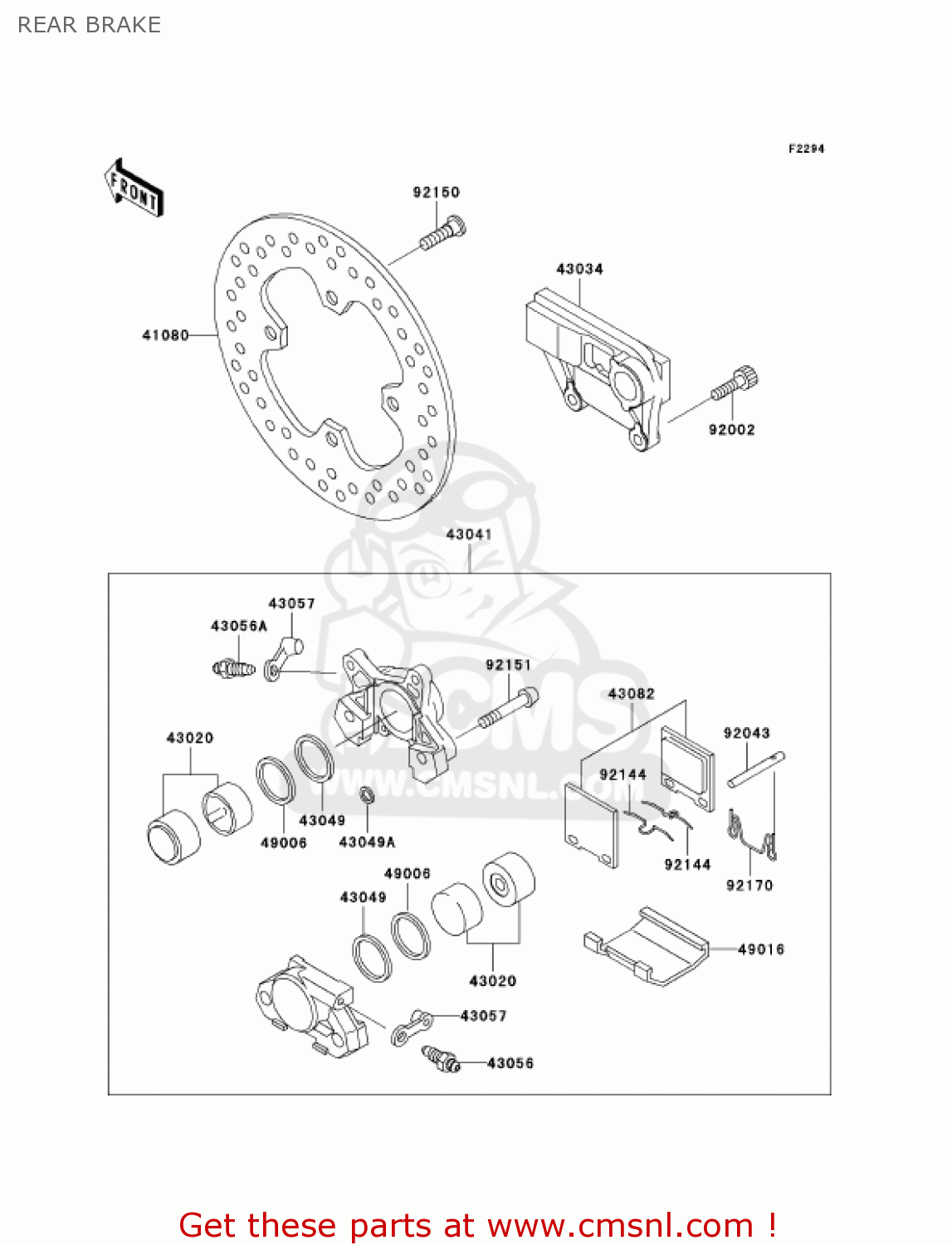 REAR BRAKE ZX1200A2 ZX12R 2001 USA CALIFORNIA CANADA
