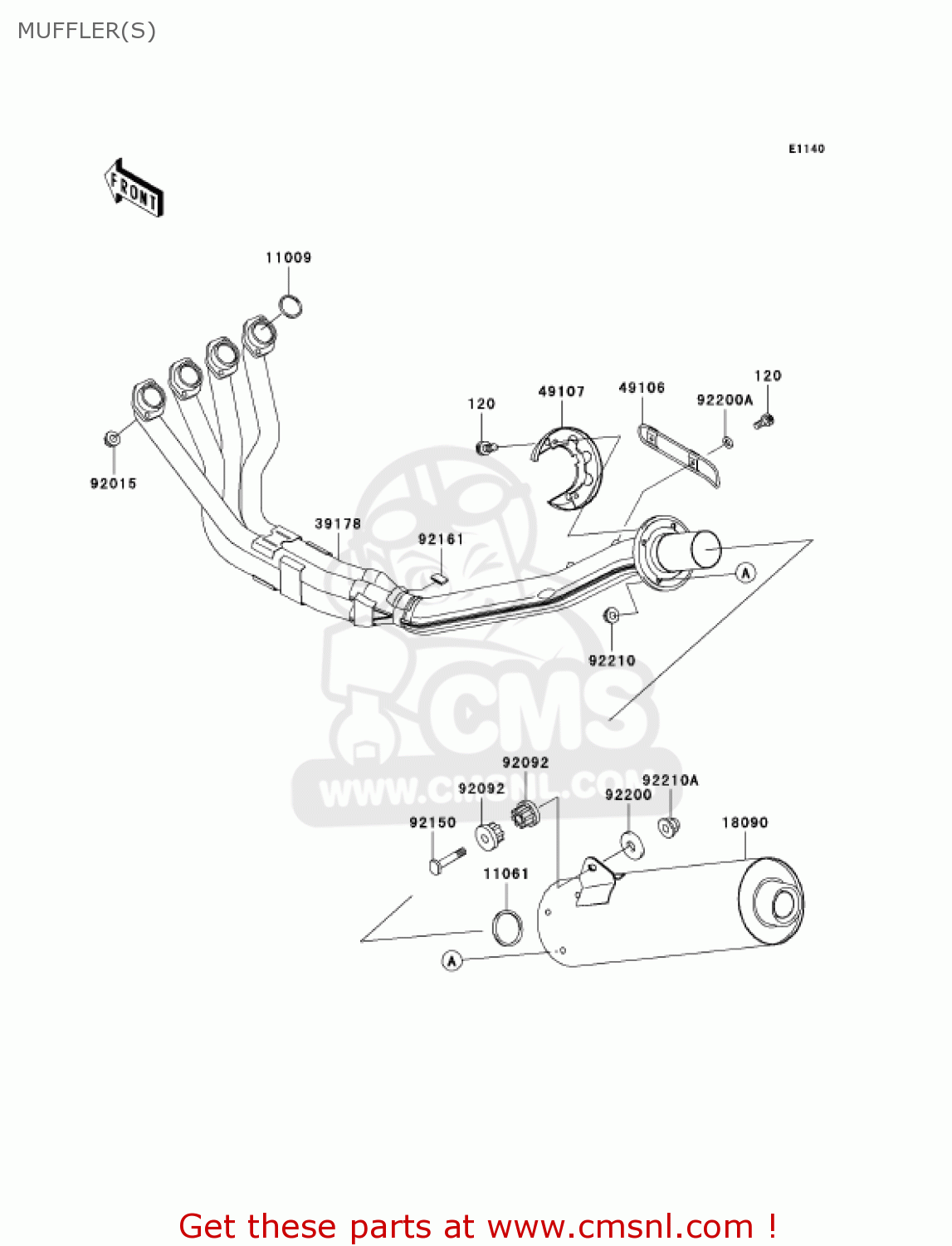 MUFFLER(S) ZX1200A2 ZX12R 2001 USA CALIFORNIA CANADA