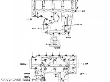 CRANKCASE BOLT PATTERN - ZX1200A2 ZX12R 2001 USA CALIFORNIA CANADA