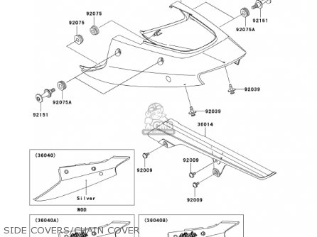 SIDE COVERS/CHAIN COVER - ZX1200A2 ZX12R 2001 USA CALIFORNIA CANADA