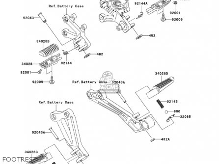 FOOTRESTS - ZX1200A2 ZX12R 2001 USA CALIFORNIA CANADA