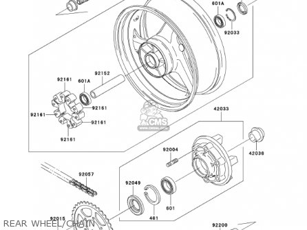 REAR WHEEL/CHAIN - ZX1200A2 ZX12R 2001 USA CALIFORNIA CANADA