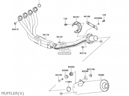 MUFFLER(S) - ZX1200A2 ZX12R 2001 USA CALIFORNIA CANADA