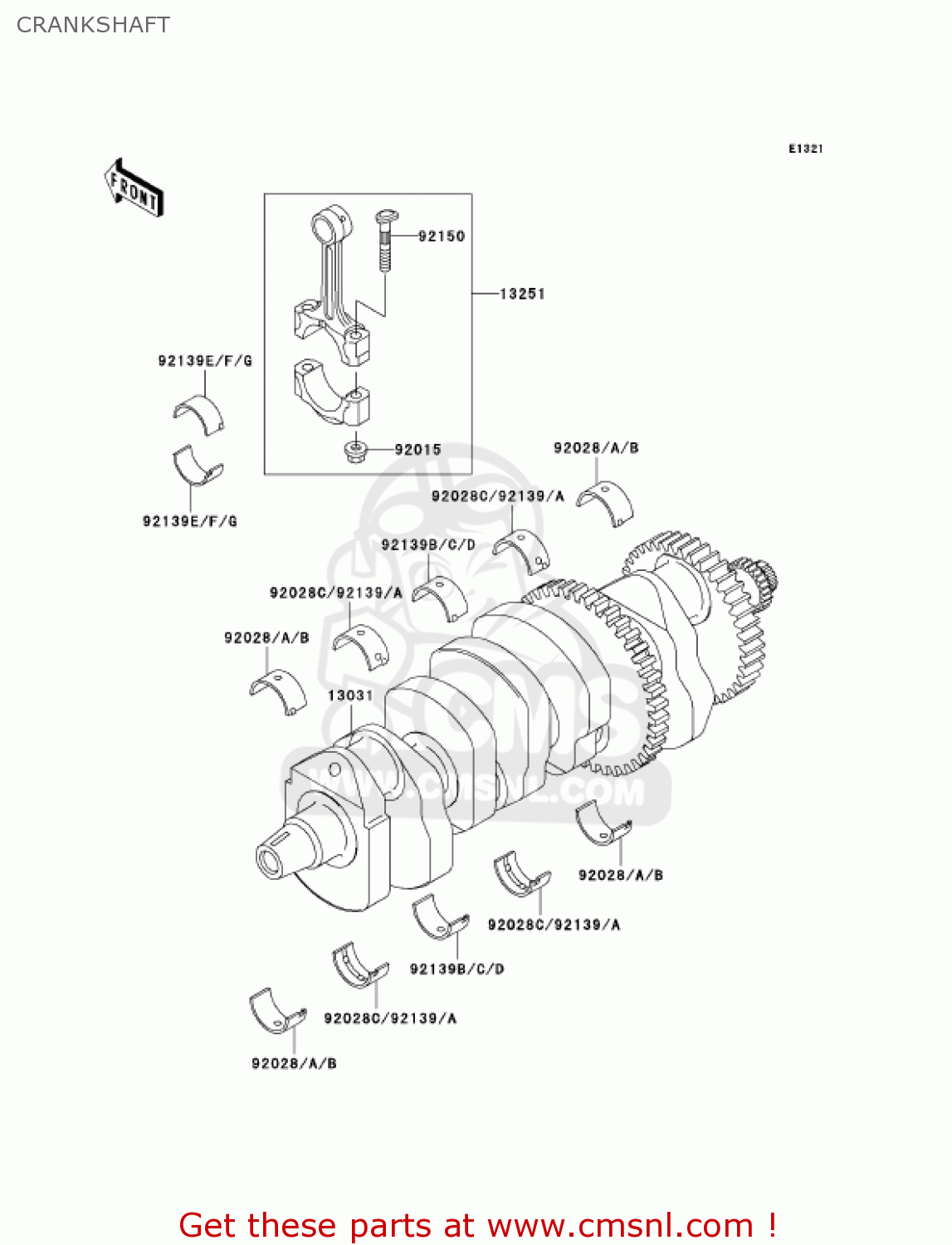 CRANKSHAFT ZX1200B1 ZX12R 2002 USA CALIFORNIA CANADA