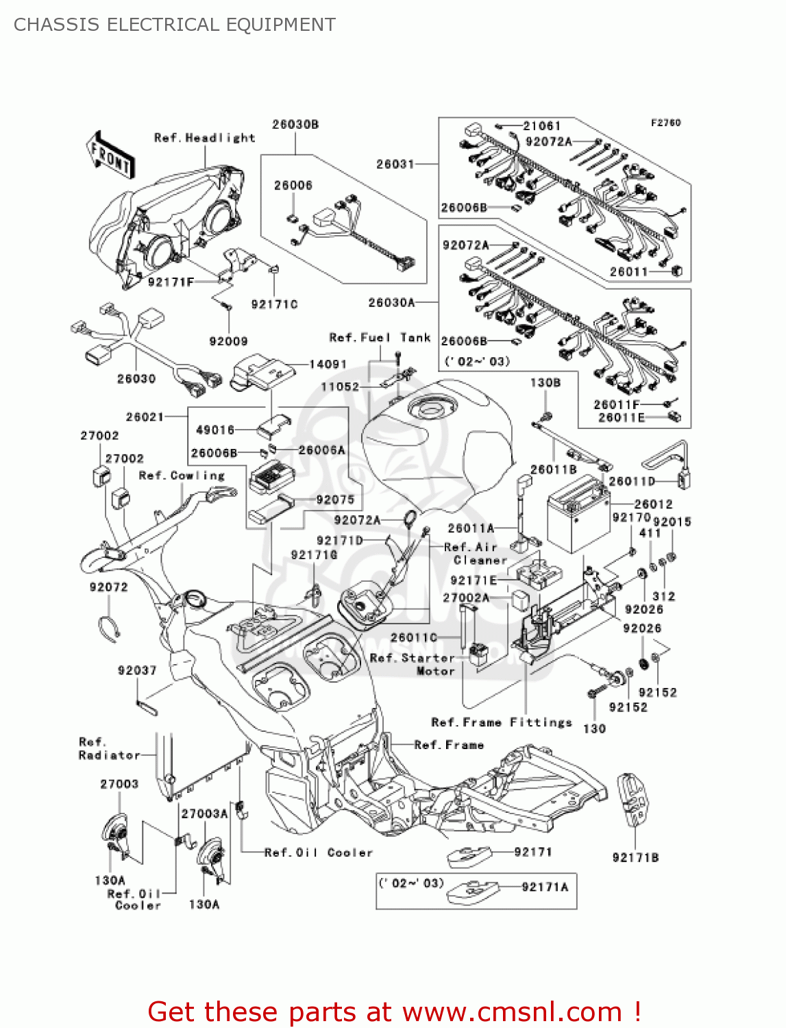 CHASSIS ELECTRICAL EQUIPMENT ZX1200B1 ZX12R 2002 USA CALIFORNIA CANADA