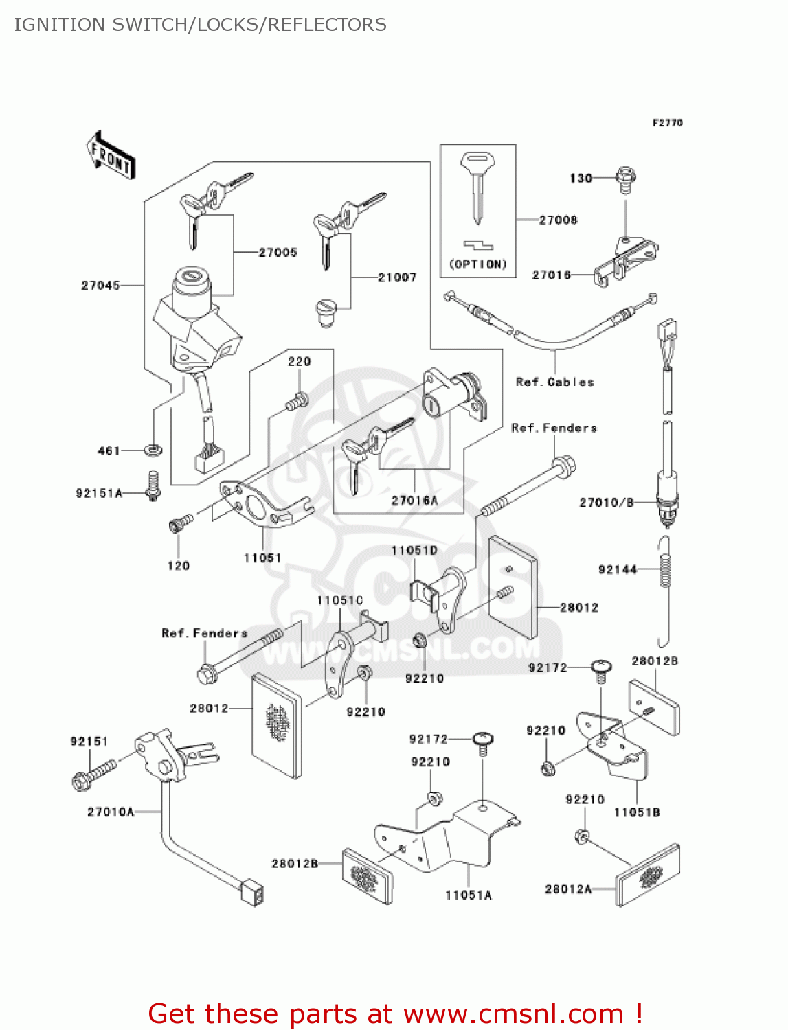IGNITION SWITCH/LOCKS/REFLECTORS ZX1200B1 ZX12R 2002 USA CALIFORNIA CANADA