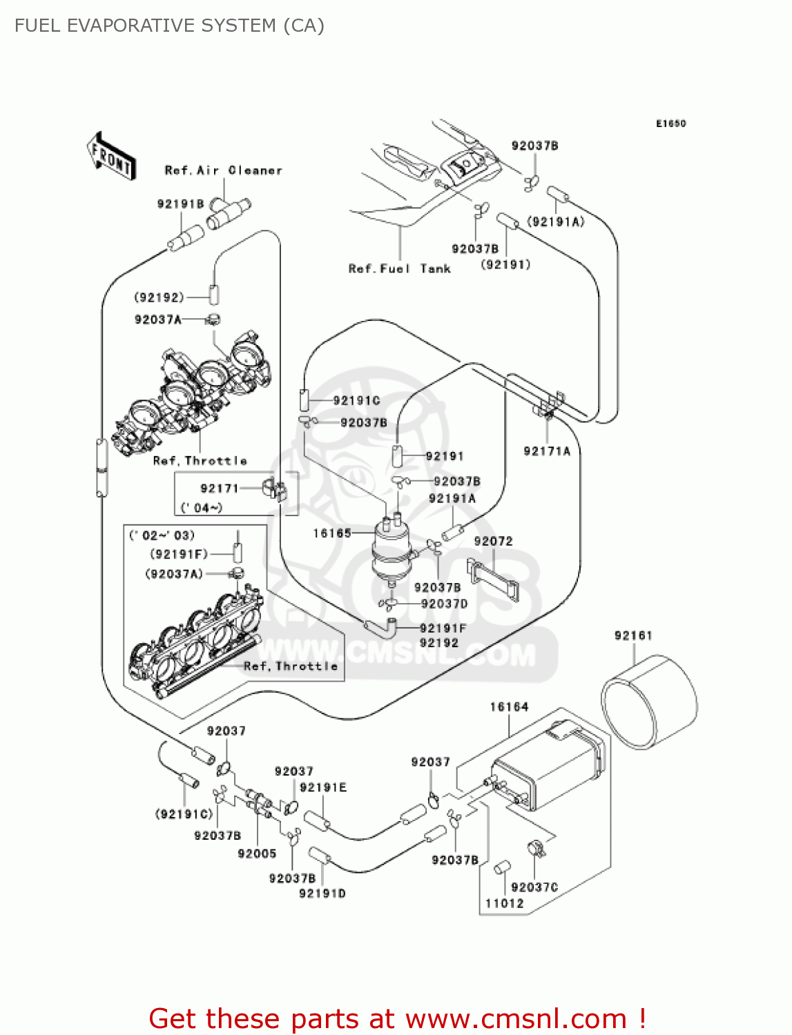 FUEL EVAPORATIVE SYSTEM (CA) ZX1200B1 ZX12R 2002 USA CALIFORNIA CANADA
