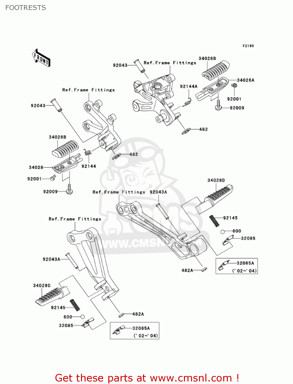 FOOTRESTS ZX1200B1 ZX12R 2002 USA CALIFORNIA CANADA