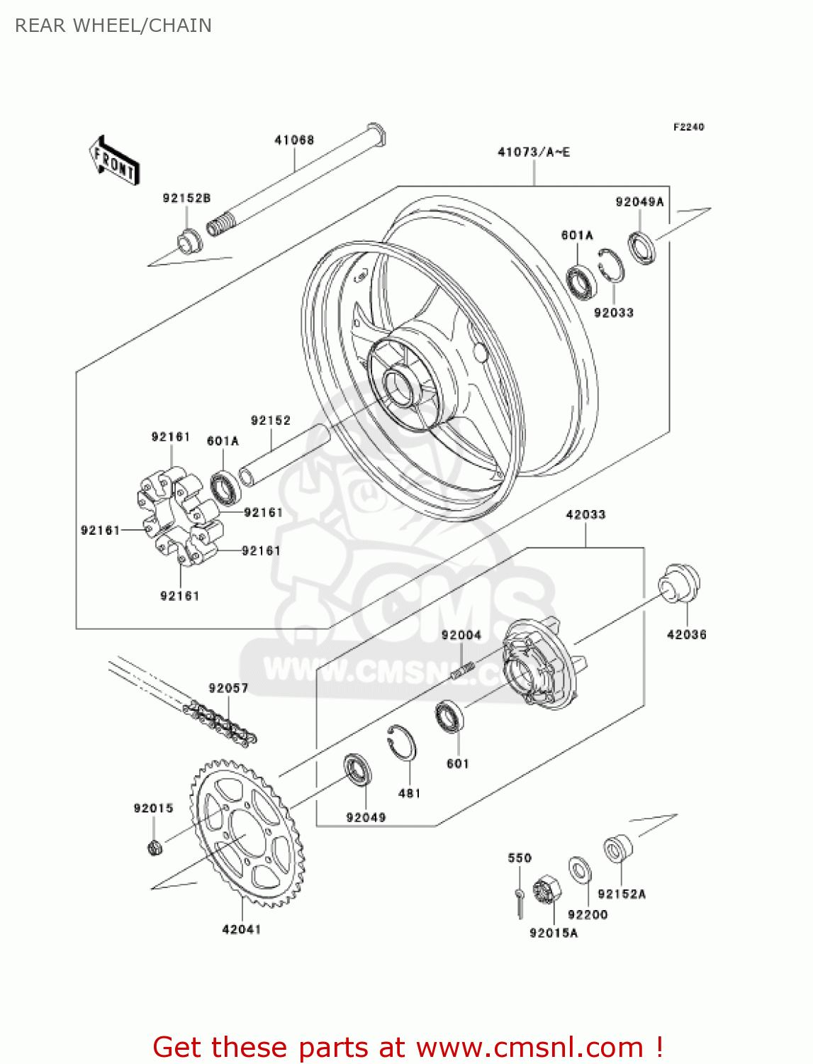 REAR WHEEL/CHAIN ZX1200B1 ZX12R 2002 USA CALIFORNIA CANADA
