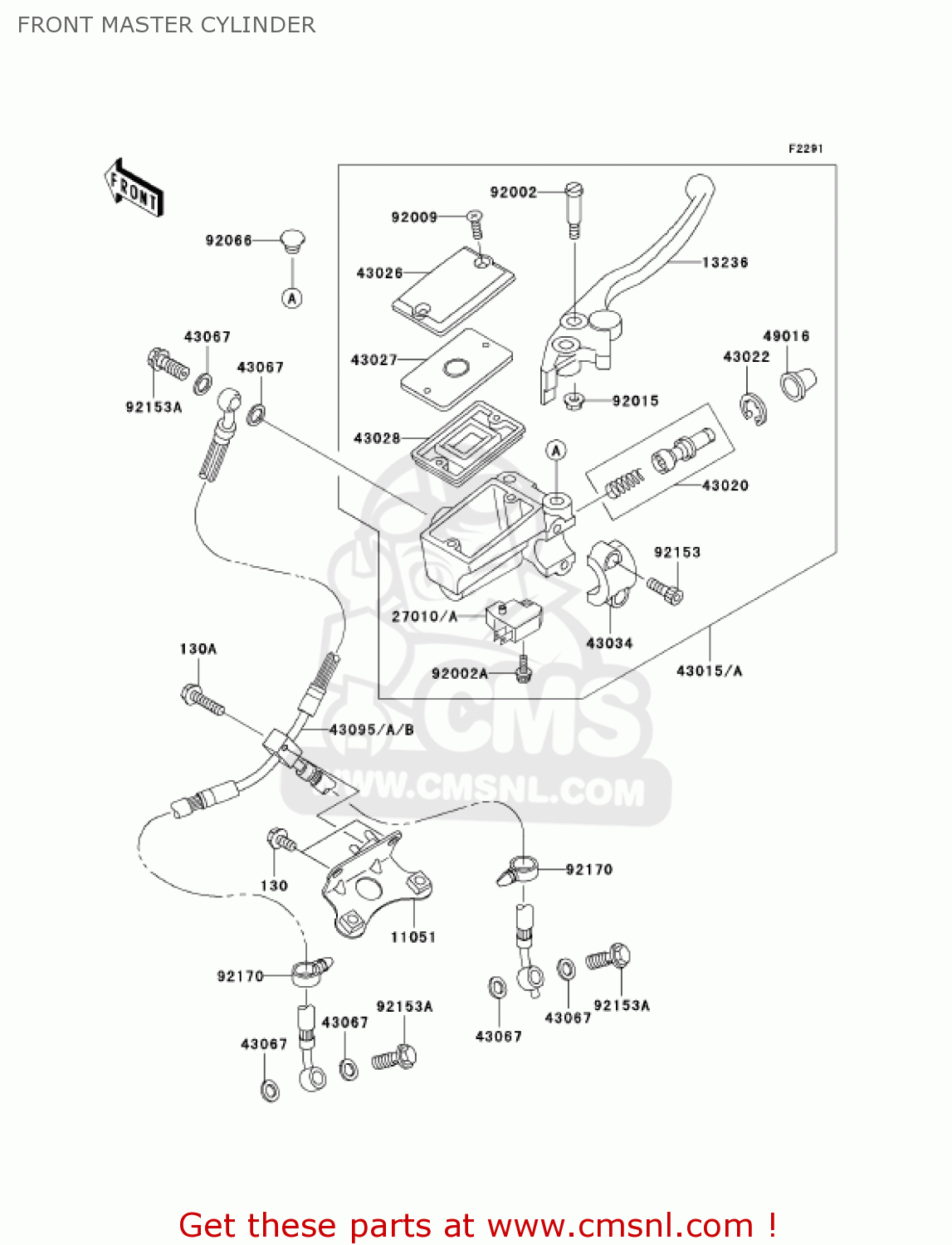 FRONT MASTER CYLINDER ZX1200B1 ZX12R 2002 USA CALIFORNIA CANADA