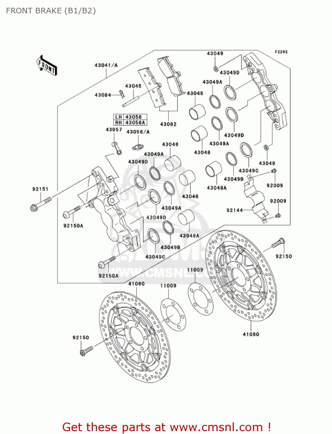 FRONT BRAKE (B1/B2) ZX1200B1 ZX12R 2002 USA CALIFORNIA CANADA