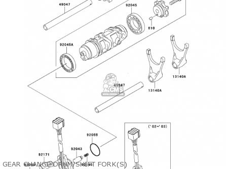 GEAR CHANGE DRUM/SHIFT FORK(S) - ZX1200B1 ZX12R 2002 USA CALIFORNIA CANADA