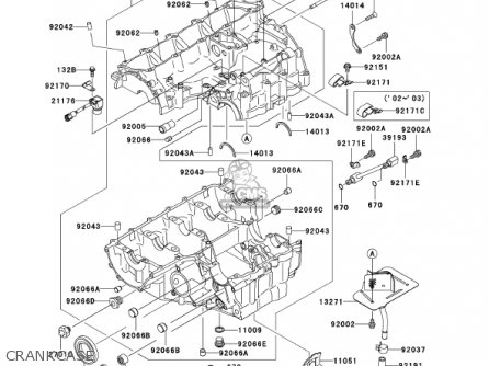 CRANKCASE - ZX1200B1 ZX12R 2002 USA CALIFORNIA CANADA