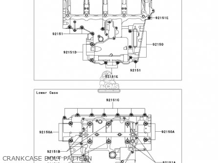 CRANKCASE BOLT PATTERN - ZX1200B1 ZX12R 2002 USA CALIFORNIA CANADA