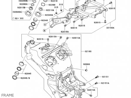 FRAME - ZX1200B1 ZX12R 2002 USA CALIFORNIA CANADA