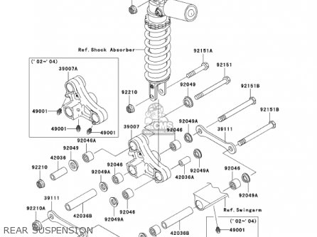 REAR SUSPENSION - ZX1200B1 ZX12R 2002 USA CALIFORNIA CANADA