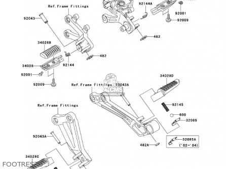 FOOTRESTS - ZX1200B1 ZX12R 2002 USA CALIFORNIA CANADA