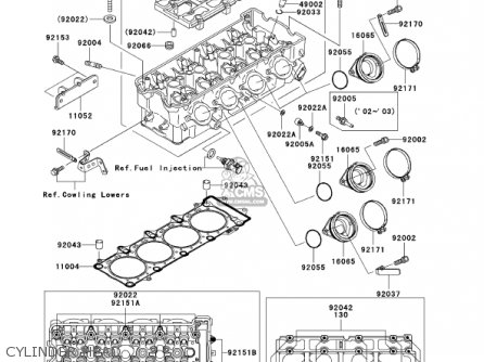 CYLINDER HEAD - ZX1200B1 ZX12R 2002 USA CALIFORNIA CANADA