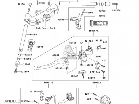 HANDLEBAR - ZX1200B1 ZX12R 2002 USA CALIFORNIA CANADA
