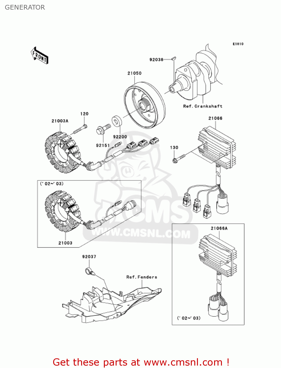 GENERATOR ZX1200B2 ZX12R 2003 USA CALIFORNIA CANADA