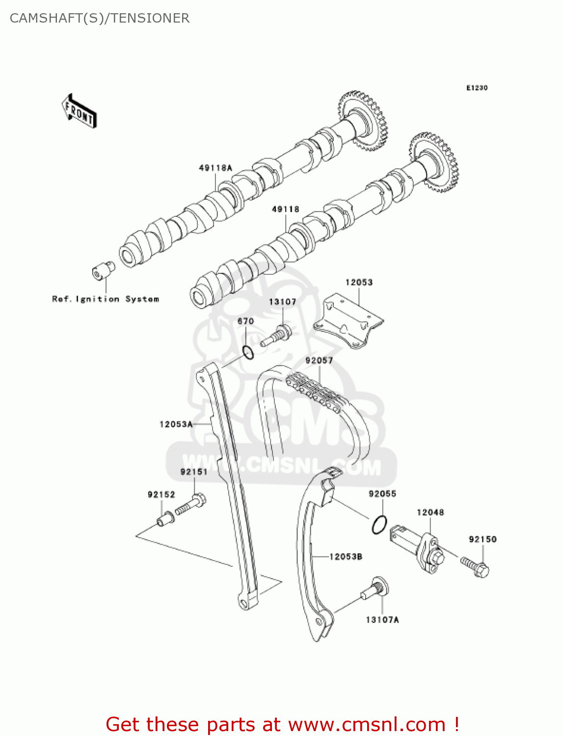 CAMSHAFT(S)/TENSIONER ZX1200B2 ZX12R 2003 USA CALIFORNIA CANADA