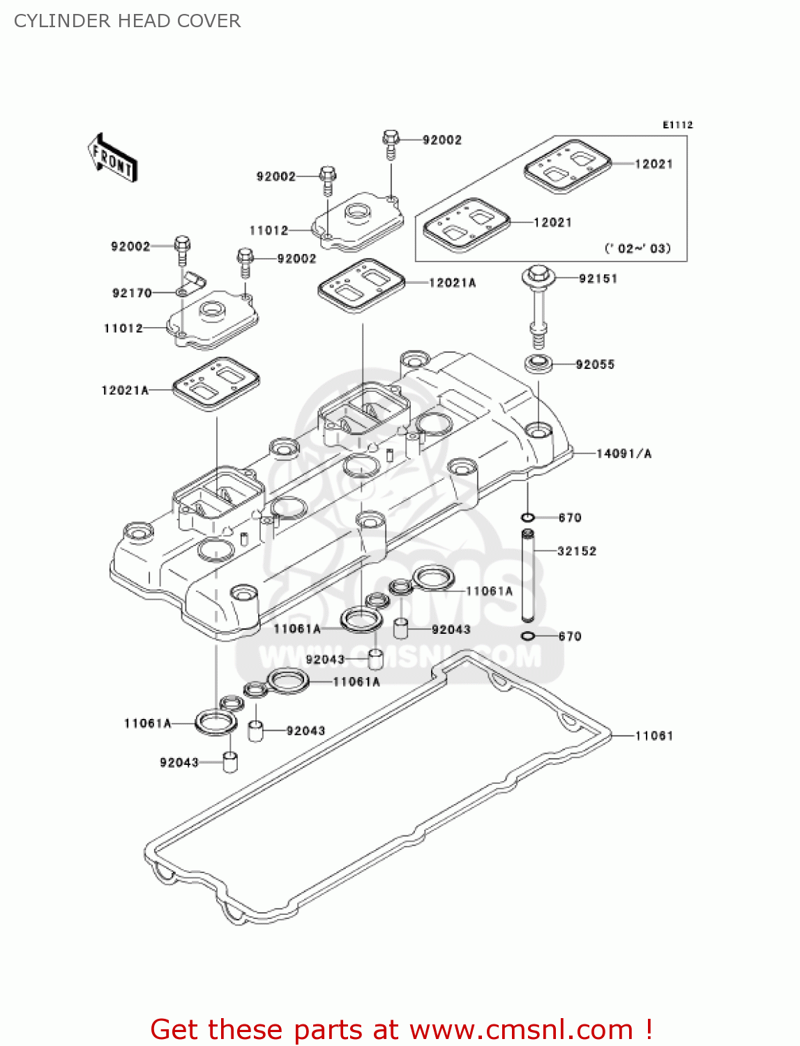 CYLINDER HEAD COVER ZX1200B2 ZX12R 2003 USA CALIFORNIA CANADA