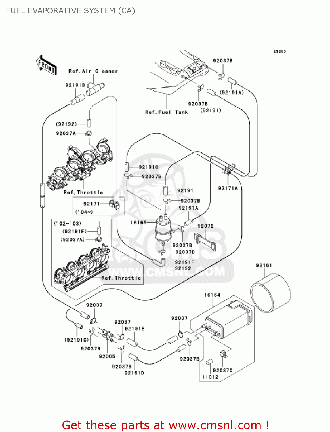 FUEL EVAPORATIVE SYSTEM (CA) ZX1200B2 ZX12R 2003 USA CALIFORNIA CANADA
